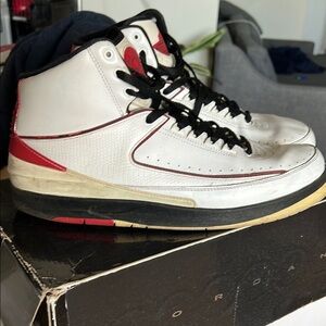 Men's White and Red Sneakers